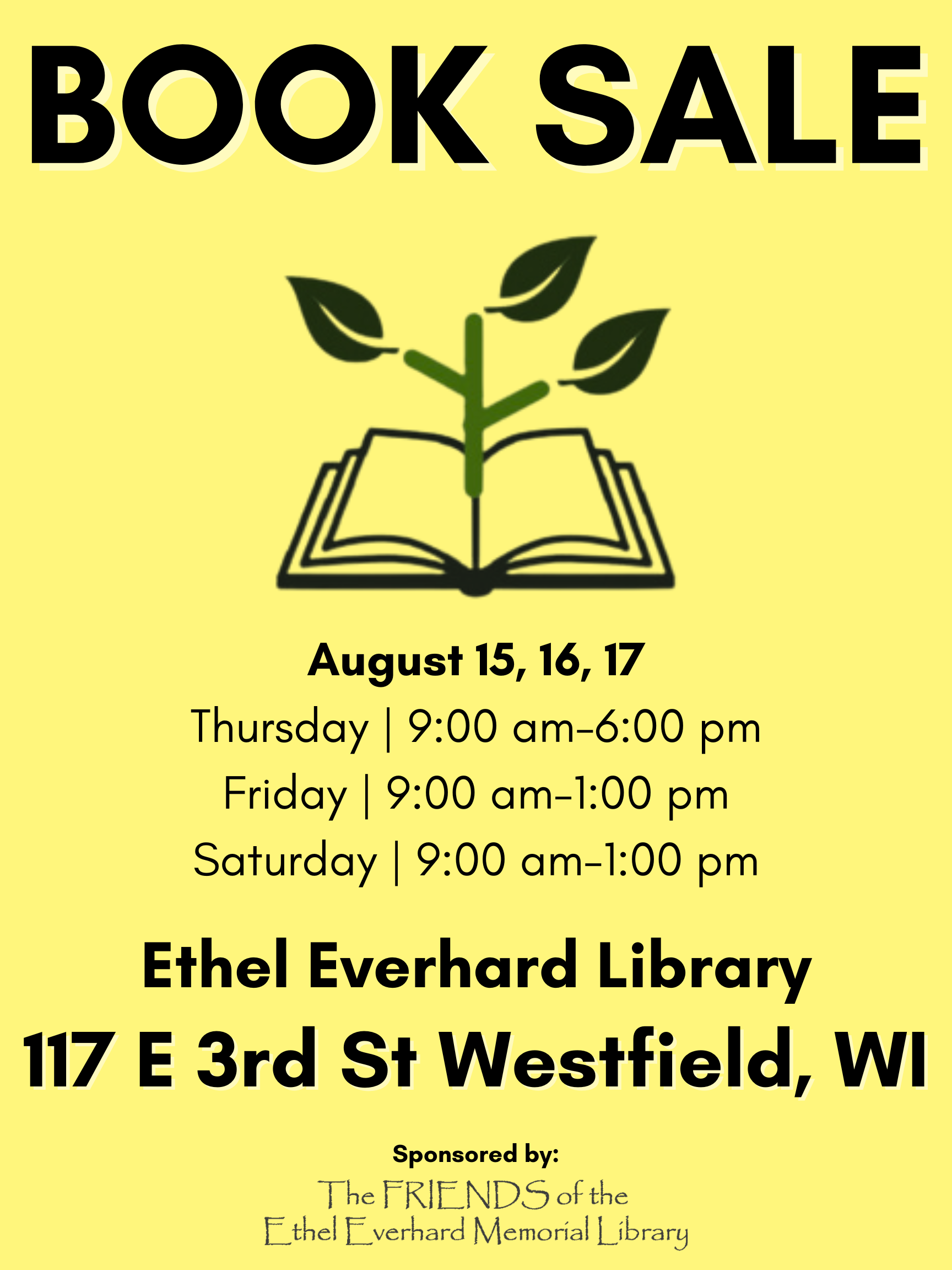 Book Sale - Aug 15, 16, 17